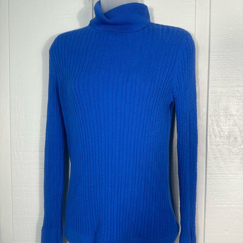 Talbots Women’s Blue Turtleneck Sweater Size Medium EUC - Picture 3 of 7